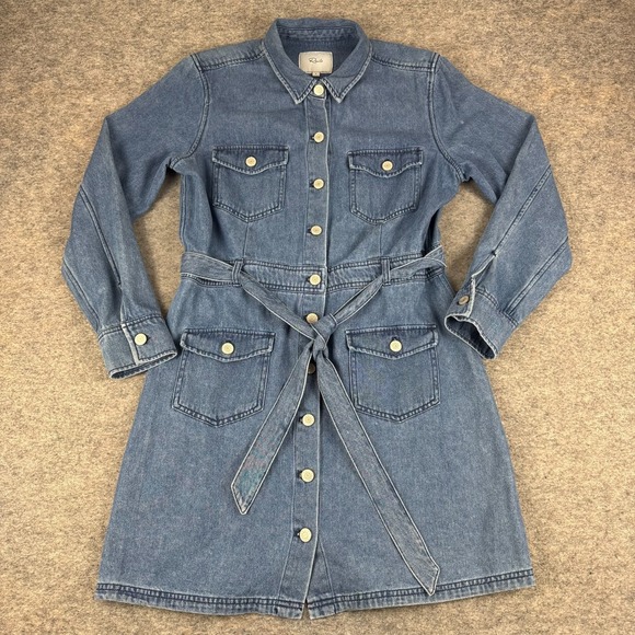 Rails Dresses & Skirts - Rails Ciara Sorrento Wash Dress Belted Pockets Denim Blue Womens Large L